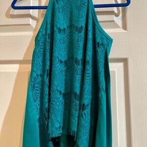 Three Hearts Turquoise Lace Halter Top